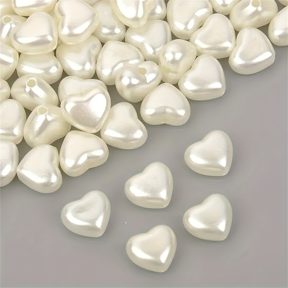 Daith Heart Ring - ลูกปัดอะคริลิคสีขาวรูปหัวใจขนาด 8 มม. 50 ชิ้น สามารถทำเป็นกำไล