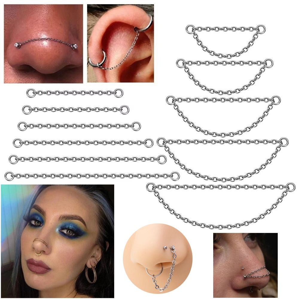 Body Jewelry Titanium - โซ่จมูกไทเทเนียมแฟชั่น 3 ชั้น ขนาด 25-50 มม.