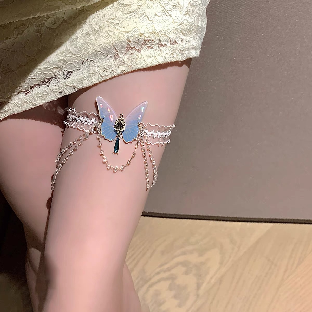 Body Chain Jewelry - แฟชั่นรูปแบบผีเสื้อยืดหยุ่นลูกไม้ขาหวานสาวผู้หญิง Body CHAIN เครื่องประดับ