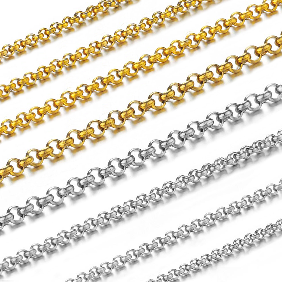 Body Jewelry Bra - โซ่สแตนเลสรูปตัวโอขนาดเล็ก 1 เมตร 2-4 มม. สำหรับทำสร้อยคอ