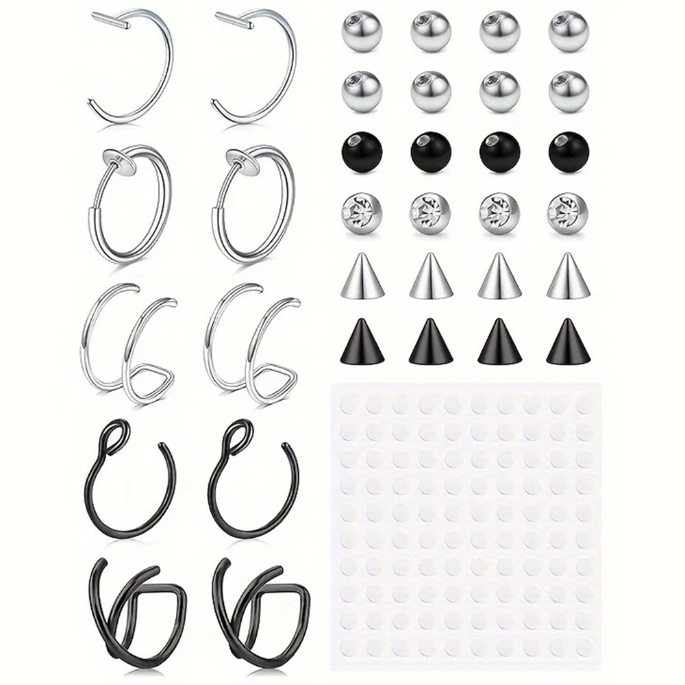 Body Jewelry Labret - เครื่องประดับเจาะปลอม แหวนเจาะปากปลอม แหวนเจาะจมูกปลอม ห่วงเจาะปลอม แหวนเจาะลายกัดงูปลอม แหวนเจาะคิ้วปลอม