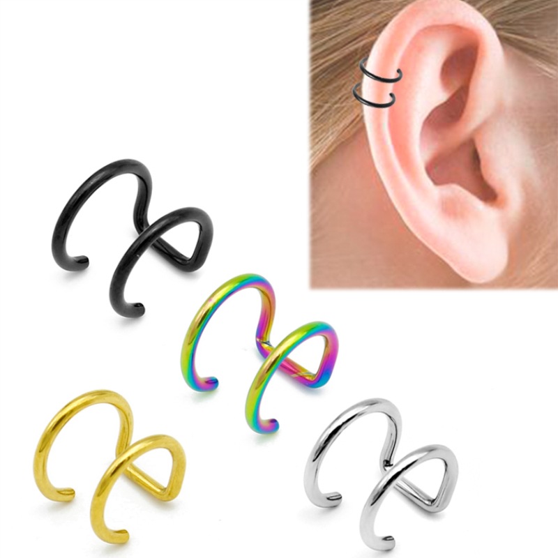 Body Jewelry Labret - ต่างหูหนีบแบบคลิป 2 ชิ้น ทำจากสแตนเลส 316L สำหรับเจาะกระดูกอ่อนหู