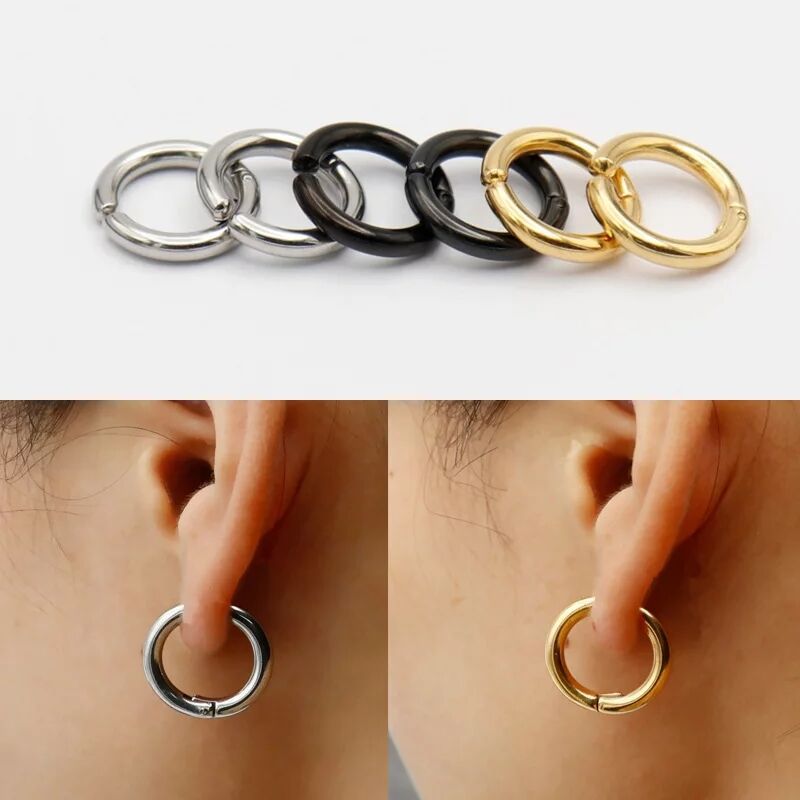 Body Jewelry Cartilage Earrings - ต่างหูห่วง huggie huggie Hoop ปลอมสำหรับผู้ชายผู้หญิงต่างหูสแตนเลสต่างหูแบบคลิป Anting