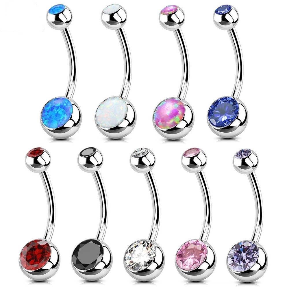 Body Jewelry Titanium - แหวนสะดือวัสดุไทเทเนียมคุณภาพสูง ดีไซน์โค้งห้อย เครื่องประดับเจาะสะดือ เครื่องประดับร่างกาย