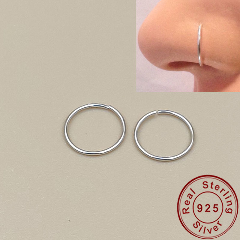 Body Jewelry Cartilage Earrings - 925แหวนเงินแหวนเครื่องประดับเจาะสำหรับผู้หญิงกระดูกอ่อน Tragus Helix Hoop ต่างหูขนาดเล็กไม่มีรอยต่อ Little