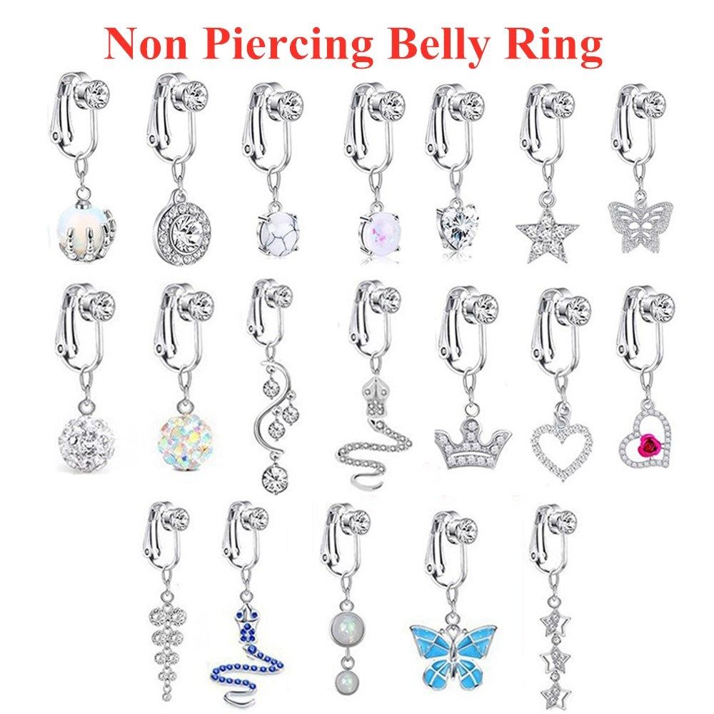 Body Jewelry Cartilage Earrings - เครื่องประดับชายหาด ต่างหูหนีบแบบไม่เจาะ ต่างหูหนีบกระดูกอ่อน ต่างหูปลอมเจาะสะดือ แหวนสะดือปลอม เครื่องประดับร่างกาย