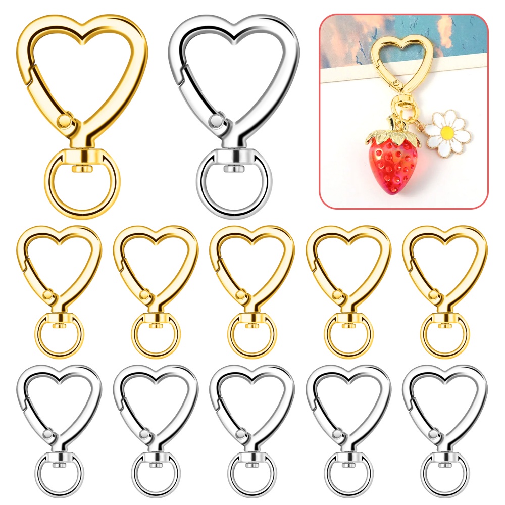 Daith Heart Ring - ตะขอเกี่ยวรูปหัวใจโลหะ 10 ชิ้น แบบหมุนได้ สำหรับทำเครื่องประดับ DIY