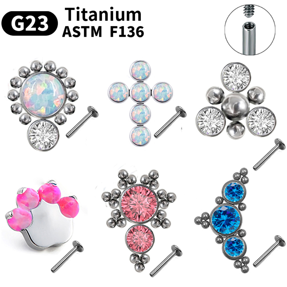 Body Jewelry Labret - ต่างหูไทเทเนียม G23 แบบเจาะหูสำหรับผู้หญิง ประดับโอปอล แบบเกลียวใน ขายส่ง