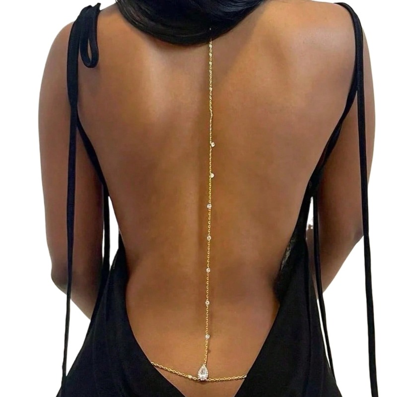 Body Jewelry Bra - เจ้าสาวBackless Rhinestone Waterdrop Body Chain Bellyเอวสร้อยคอผู้หญิงแม่แฟนฤดูร้อนBeachเครื่องประดับ