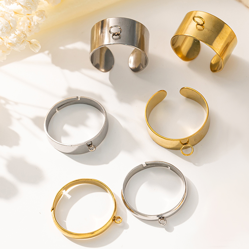 Daith Heart Ring - 5 ชิ้น/ล็อตสแตนเลสสตีลสีเปิดแหวนปรับสําหรับผู้ชายผู้หญิง DIY เครื่องประดับทําอุปกรณ์ผลการค้นหาอุปกรณ์เสริม