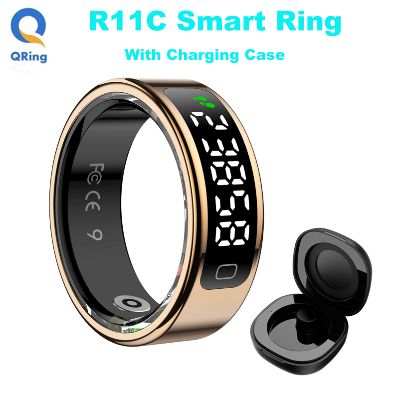 Daith Heart Ring - AMZMAX R11C จอแสดงผลสมาร์ทแหวนผู้ชายผู้หญิง,ท่าทางรูดวิดีโอ/แปรง Tiktok Health Monitor,กันน้ํา