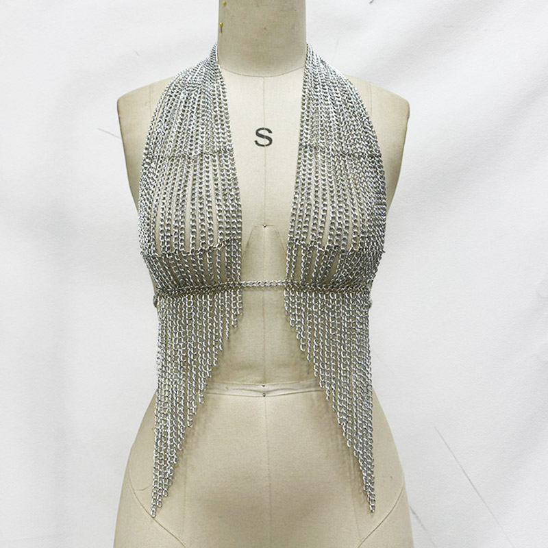 เสื้อครอปสายโซ่โลหะทำมือสำหรับ - Body Jewelry Bra บทวิจารณ์และราคา