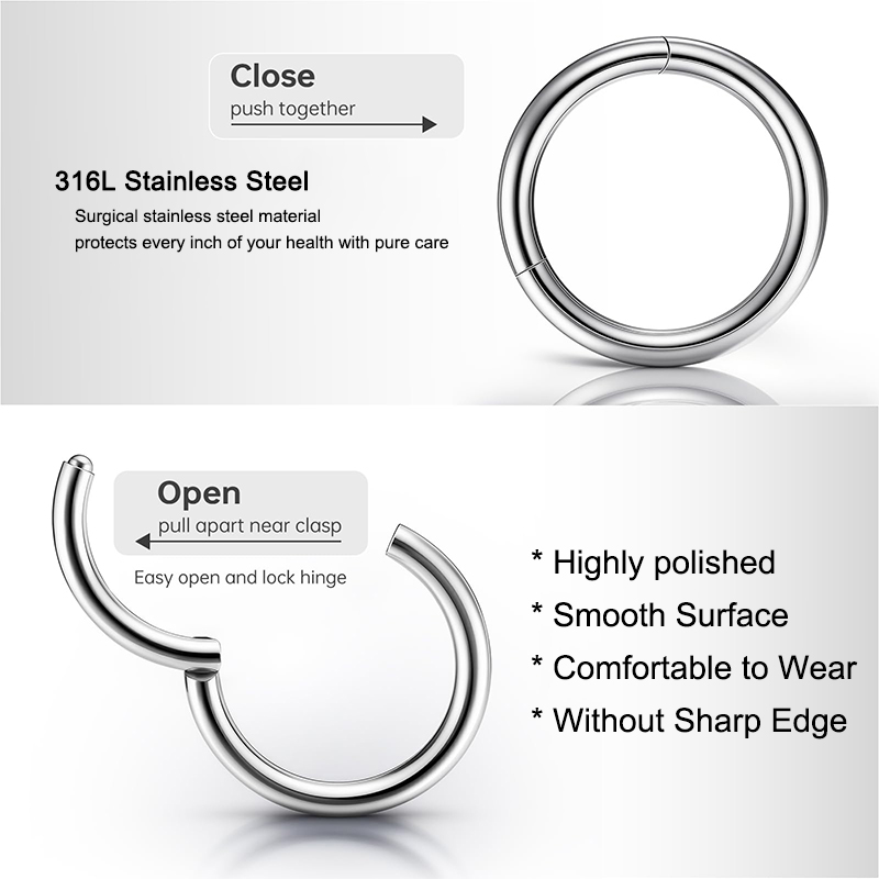แหวนจมูกแบบคลิกเกอร์ 16G 316L  - Body Jewelry Cartilage Earrings บทวิจารณ์และราคา