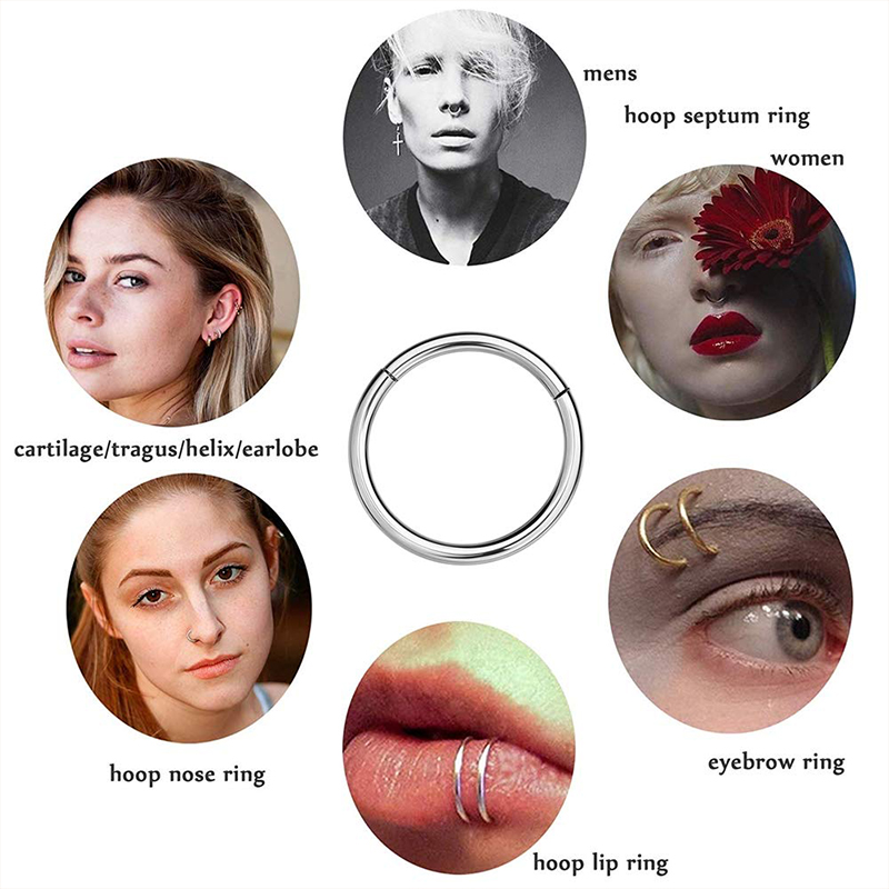 แหวนจมูกแบบคลิกเกอร์ 16G 316L  - Body Jewelry Cartilage Earrings บทวิจารณ์และราคา