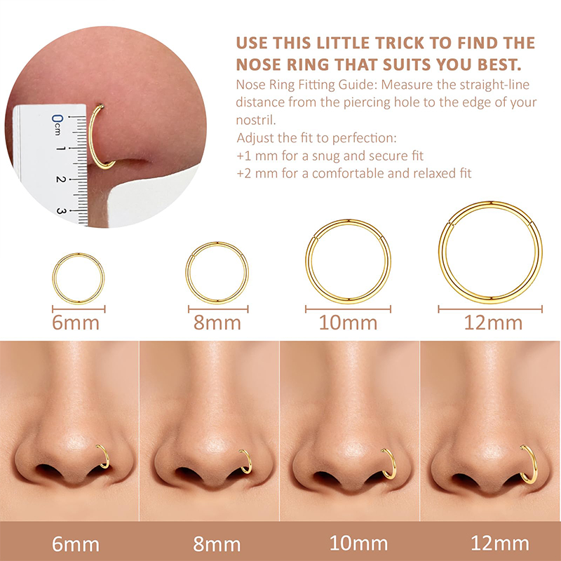 แหวนจมูกแบบคลิกเกอร์ 16G 316L  - Body Jewelry Cartilage Earrings บทวิจารณ์และราคา