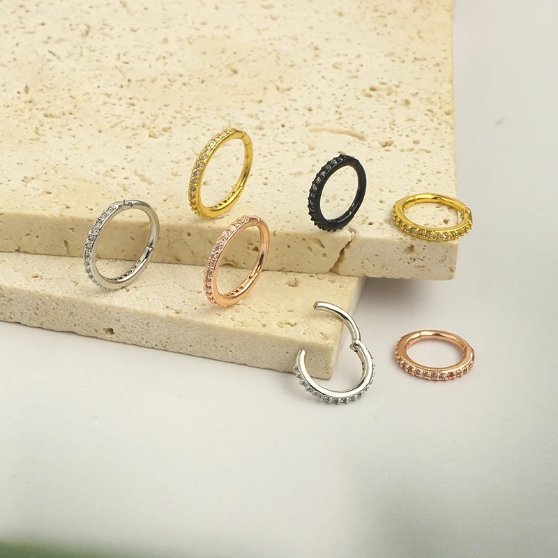 แหวนจมูกใส 16G ประดับเพชร CZ ว - Body Jewelry Cartilage Earrings บทวิจารณ์และราคา