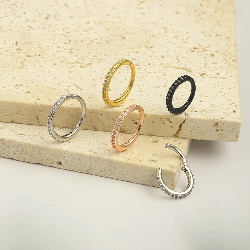 แหวนจมูกใส 16G ประดับเพชร CZ ว - Body Jewelry Cartilage Earrings บทวิจารณ์และราคา