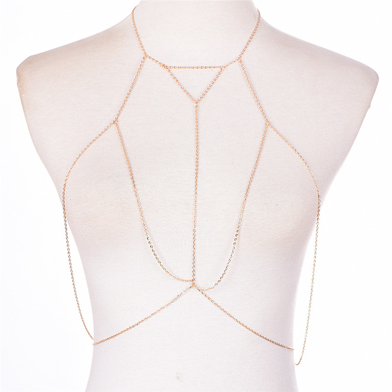 แฟชั่นสีเงินสีทองแบบโซ่ต่อกับช - Body Jewelry Bra บทวิจารณ์และราคา