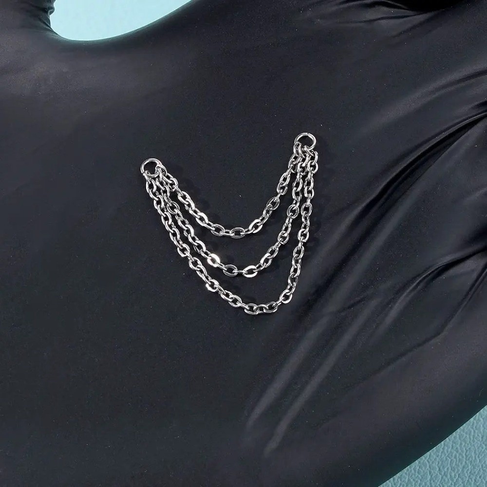 แฟชั่นโซ่จมูกไทเทเนียม โซ่คู่  - Body Jewelry Titanium บทวิจารณ์และราคา