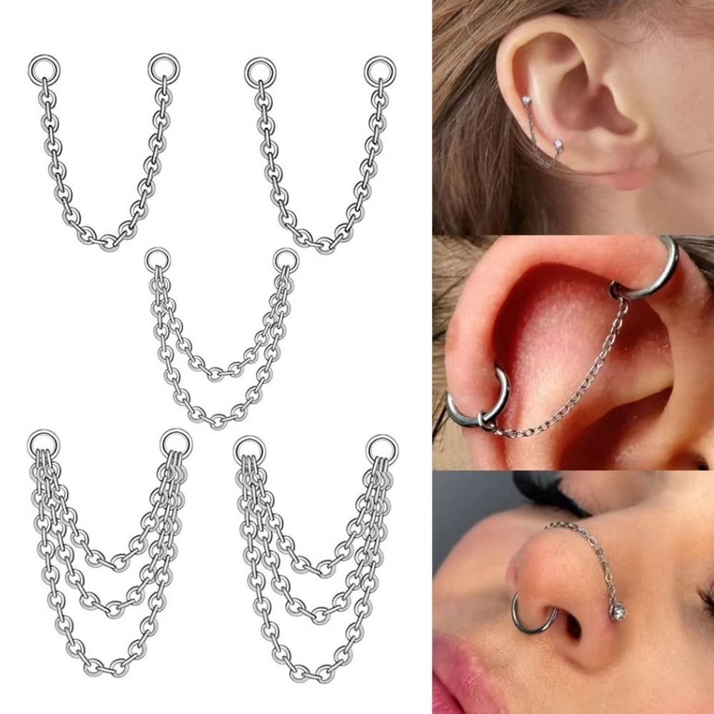 แฟชั่นโซ่จมูกไทเทเนียม โซ่คู่  - Body Jewelry Titanium บทวิจารณ์และราคา