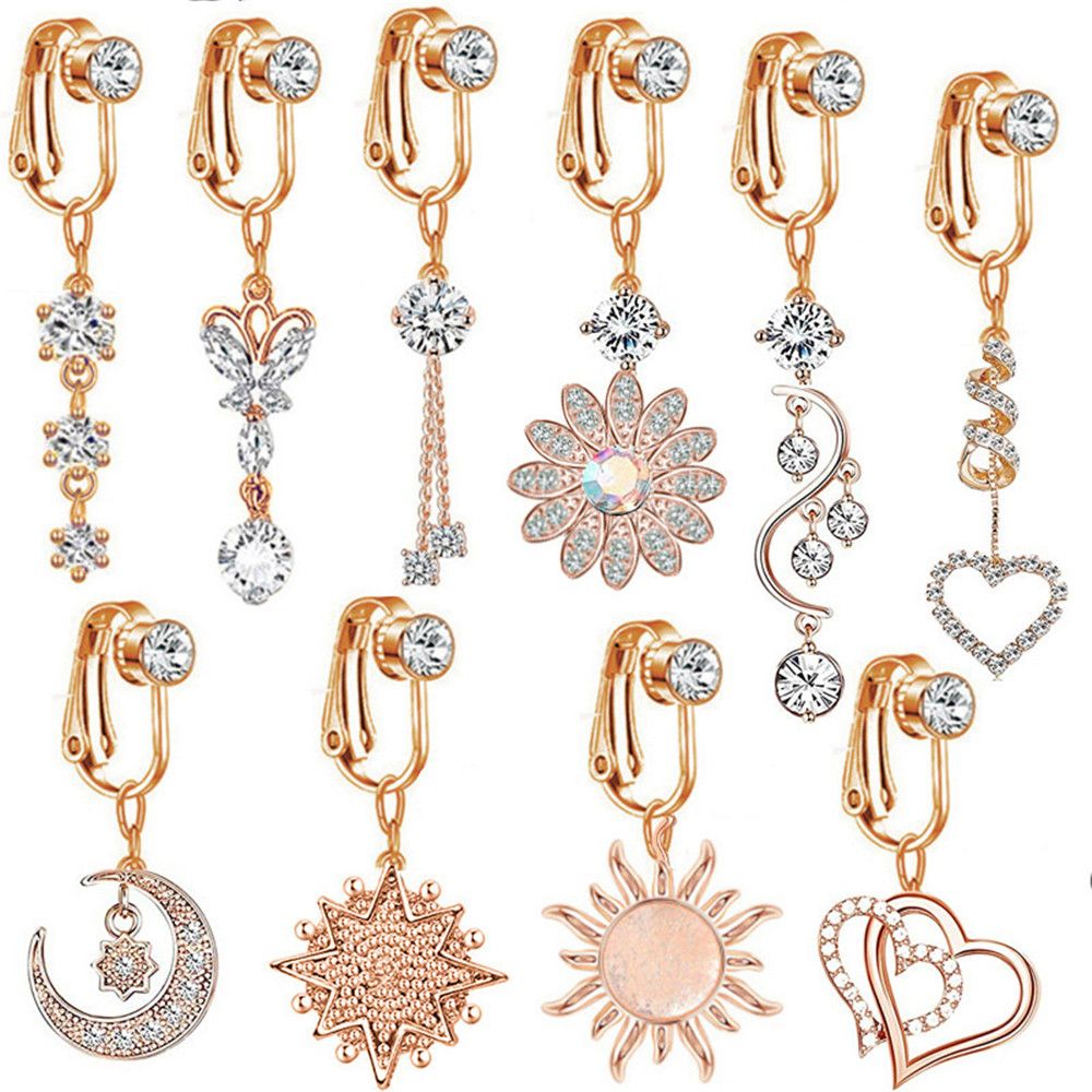 ต่างหูหนีบแบบคลิปหนีบสะดือ ต่า - Body Jewelry Cartilage Earrings บทวิจารณ์และราคา