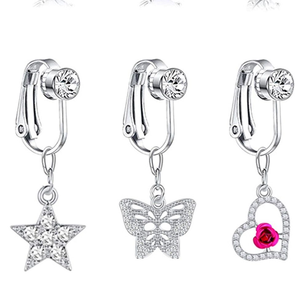 ต่างหูแบบหนีบรูปผีเสื้อ แหวนสะ - Body Jewelry Cartilage Earrings บทวิจารณ์และราคา