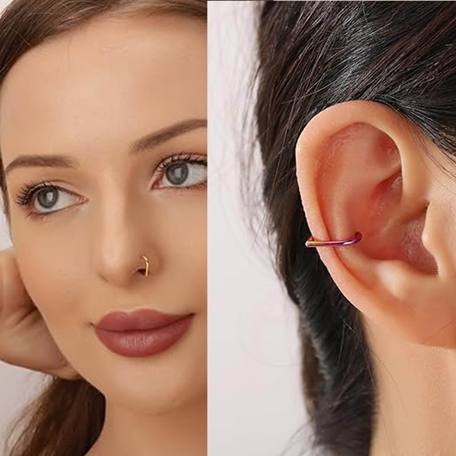 ชุดแหวนจมูกปลอมสแตนเลส 5 ชิ้น  - Body Jewelry Cartilage Earrings บทวิจารณ์และราคา