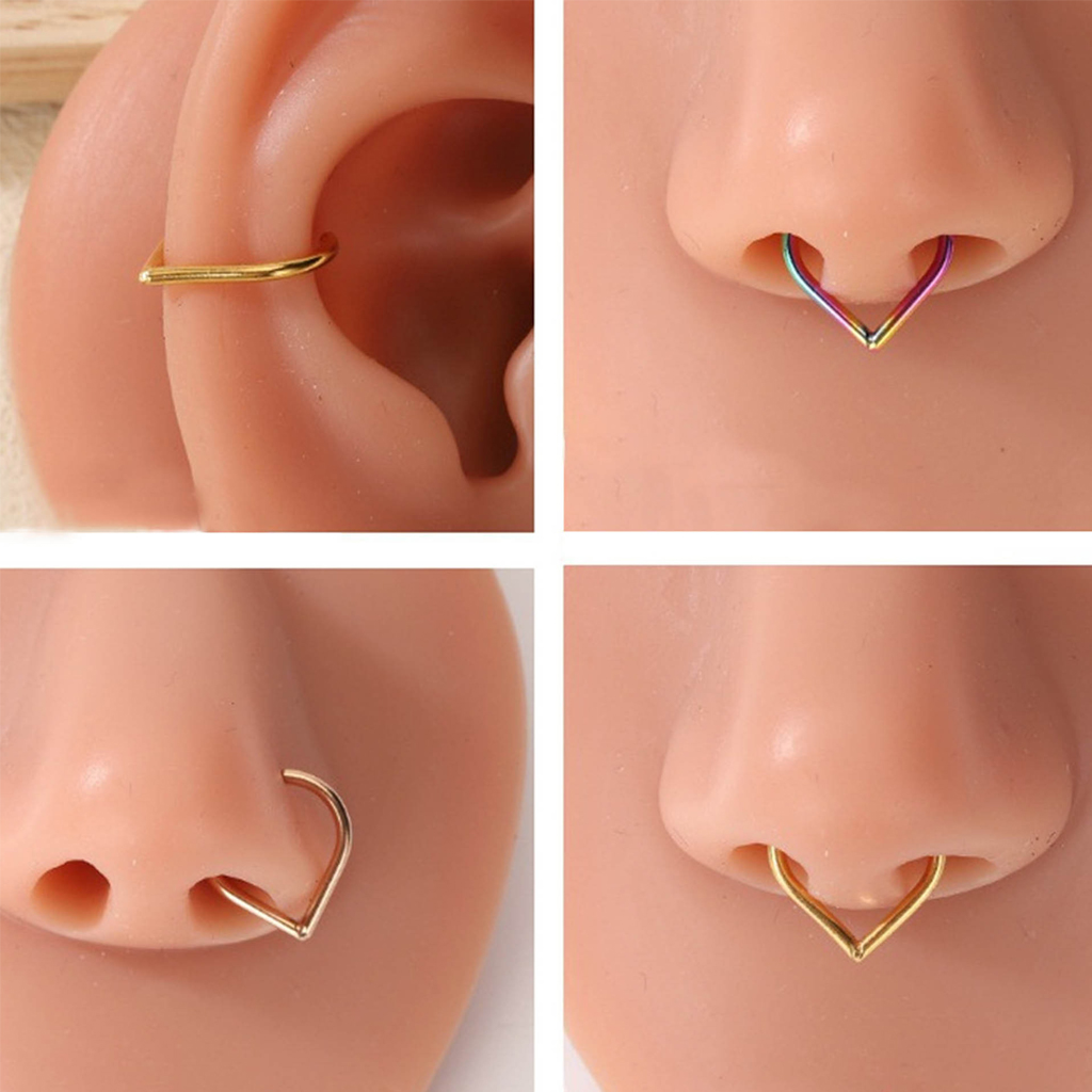 ชุดแหวนจมูกปลอมสแตนเลส 5 ชิ้น  - Body Jewelry Cartilage Earrings บทวิจารณ์และราคา