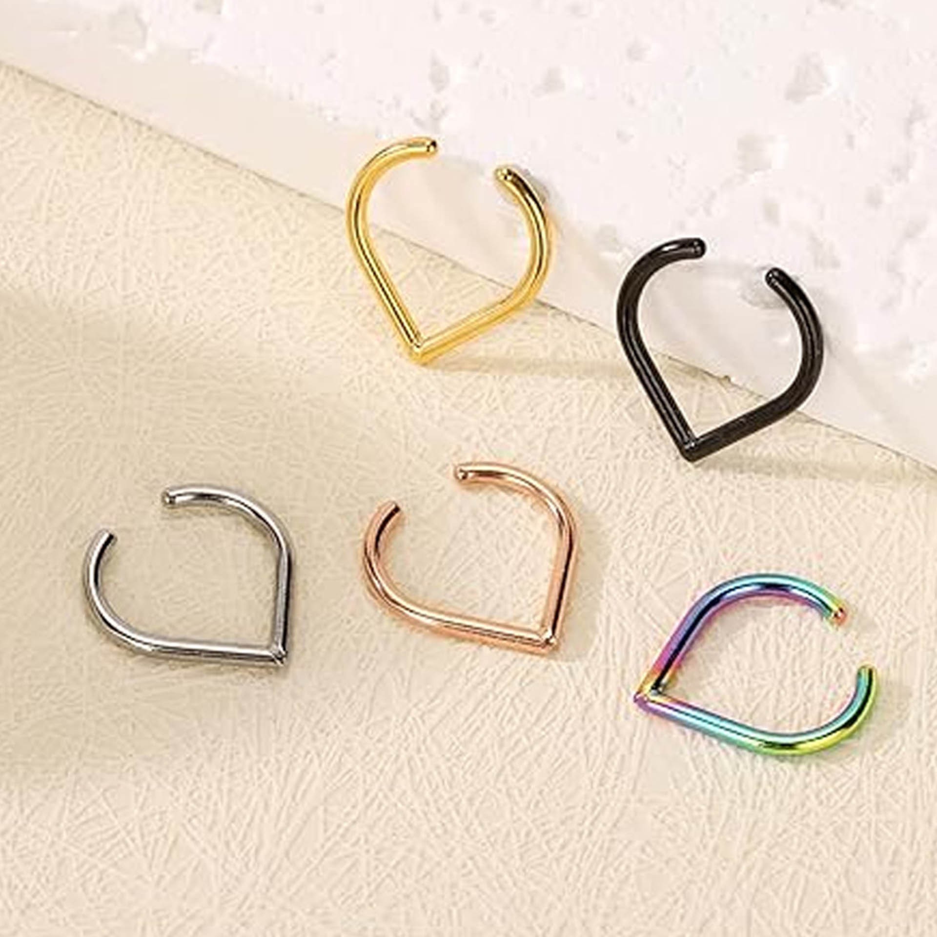 ชุดแหวนจมูกปลอมสแตนเลส 5 ชิ้น  - Body Jewelry Cartilage Earrings บทวิจารณ์และราคา