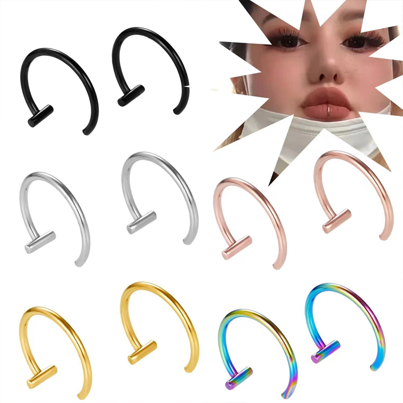 ต่างหูแบบครึ่งวงกลม 18G ทำจากเ - Body Jewelry Cartilage Earrings บทวิจารณ์และราคา