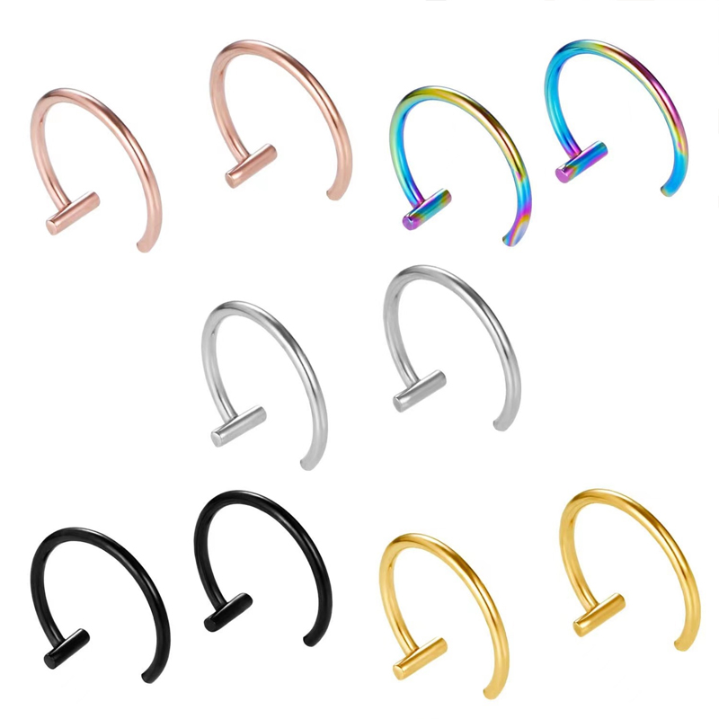 ต่างหูแบบครึ่งวงกลม 18G ทำจากเ - Body Jewelry Cartilage Earrings บทวิจารณ์และราคา