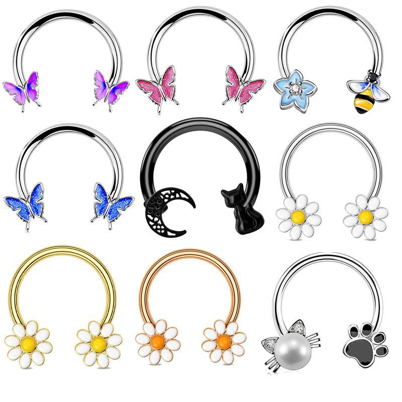 แหวนเจาะจมูก 16G แบบวงแหวน ทำจ - Body Jewelry Cartilage Earrings บทวิจารณ์และราคา