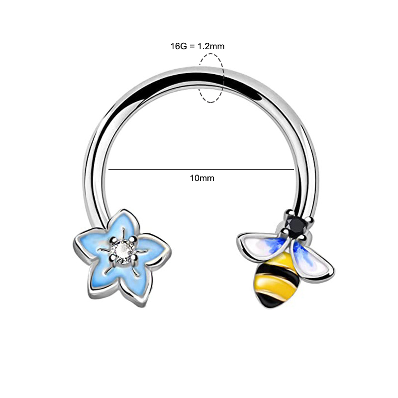 แหวนเจาะจมูก 16G แบบวงแหวน ทำจ - Body Jewelry Cartilage Earrings บทวิจารณ์และราคา