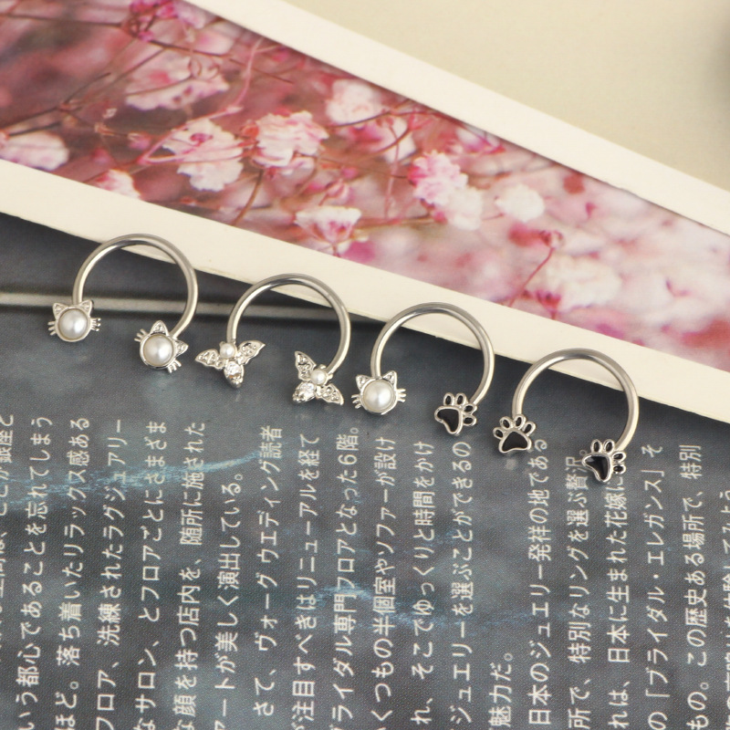 แหวนเจาะจมูก 16G แบบวงแหวน ทำจ - Body Jewelry Cartilage Earrings บทวิจารณ์และราคา