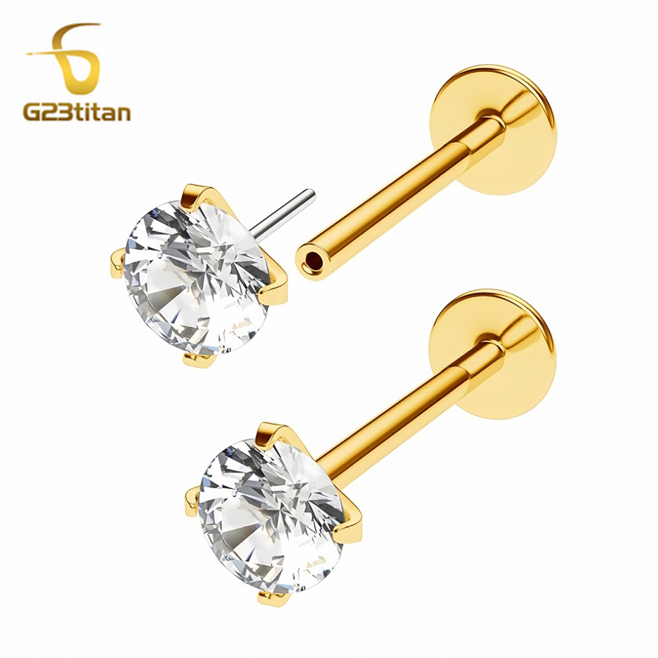 ต่างหูไทเทเนียม G23 แบบเสียบ 2 - Body Jewelry Labret บทวิจารณ์และราคา