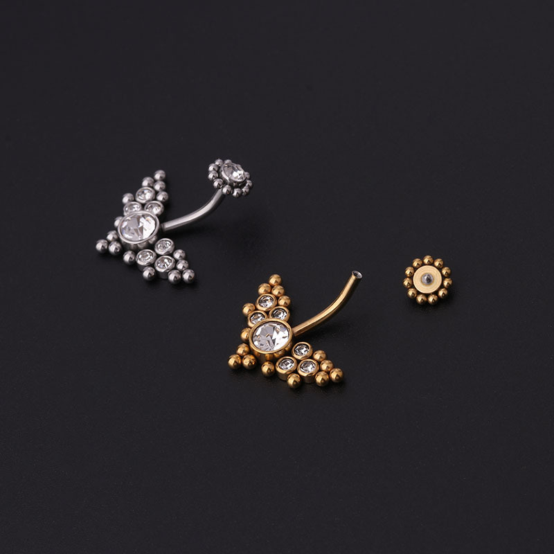 แหวนสะดือเซอร์โคเนียมสีทอง สแต - Body Jewelry Titanium บทวิจารณ์และราคา
