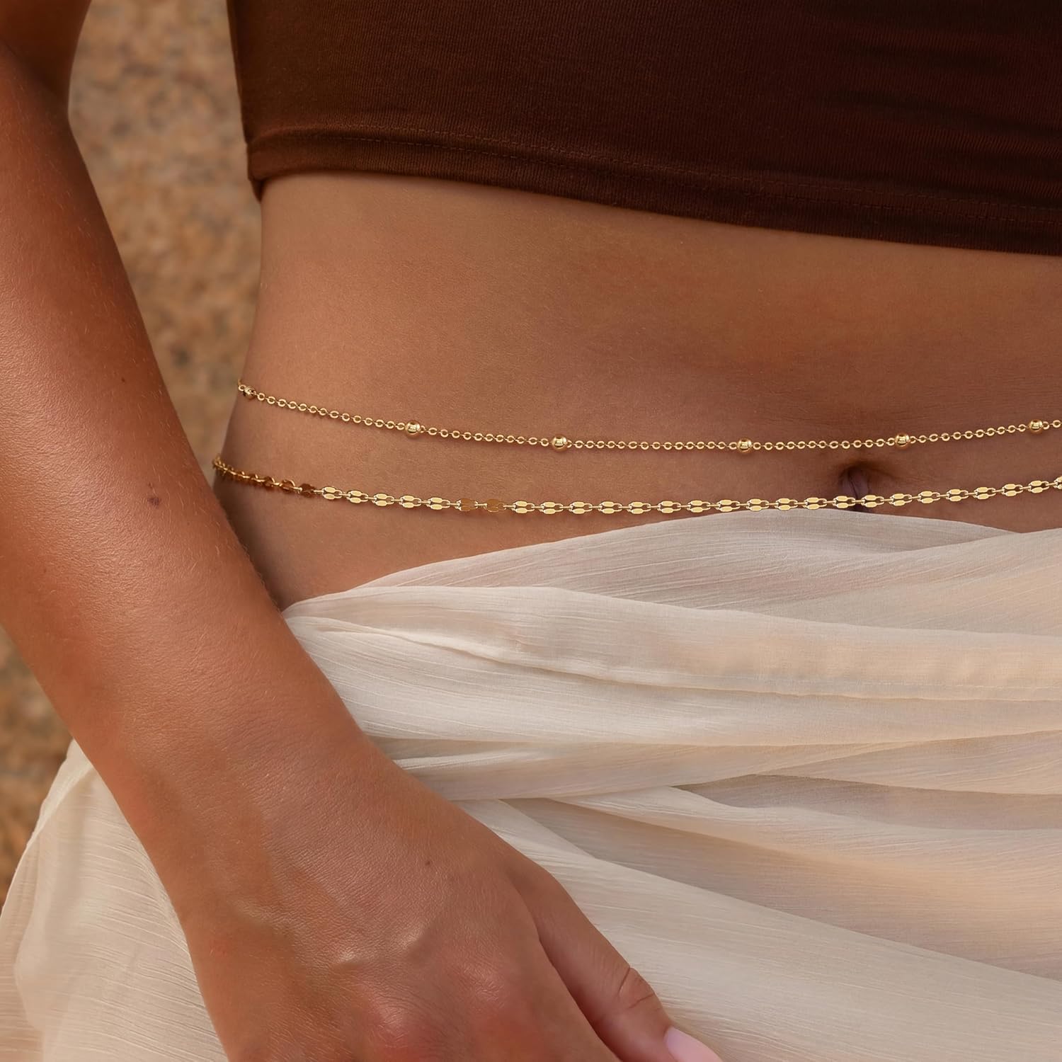 โซ่คาดเอวชุบทอง 14K สำหรับผู้ห - Body Chain Jewelry บทวิจารณ์และราคา